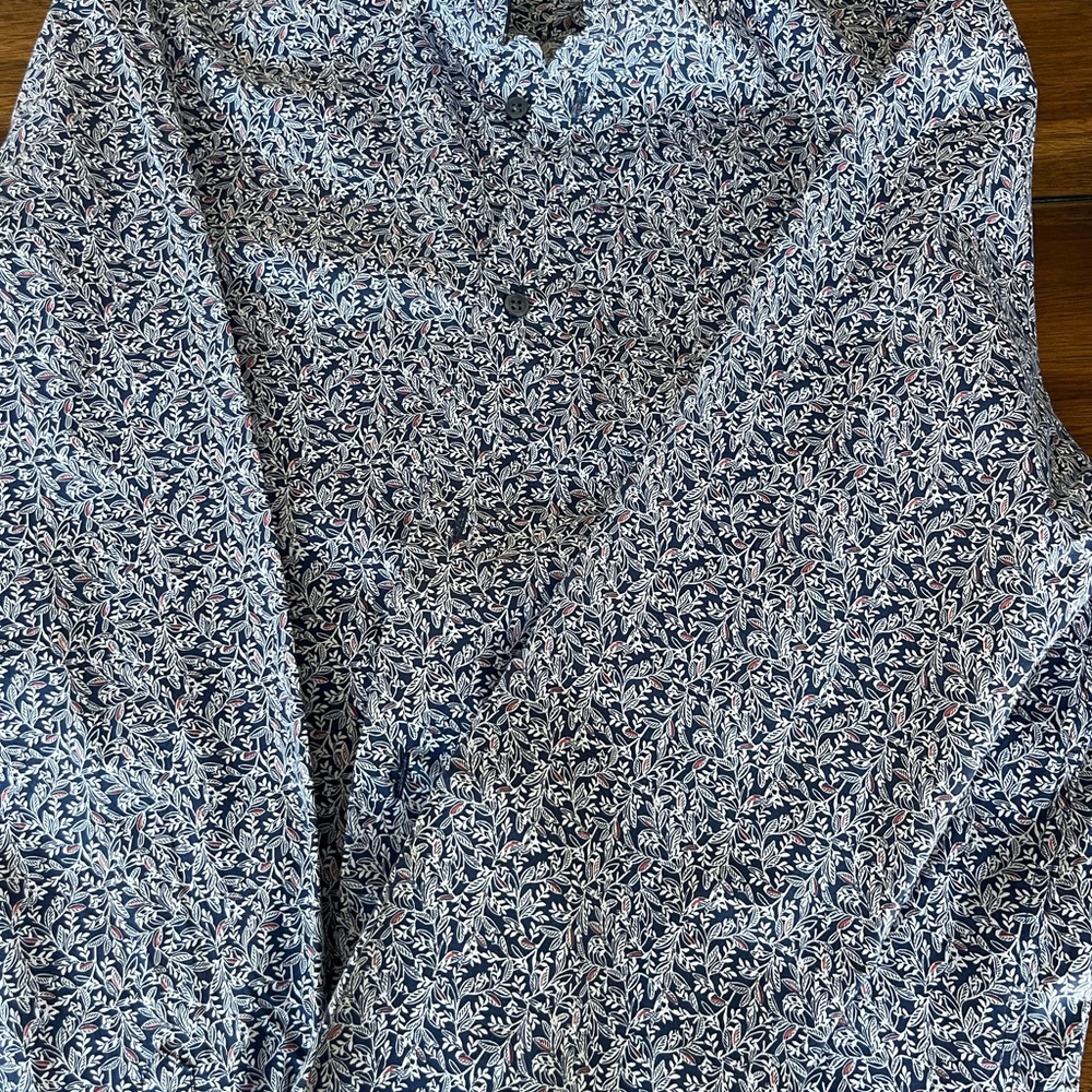 Joules Navy and White Leaf Print Shirt